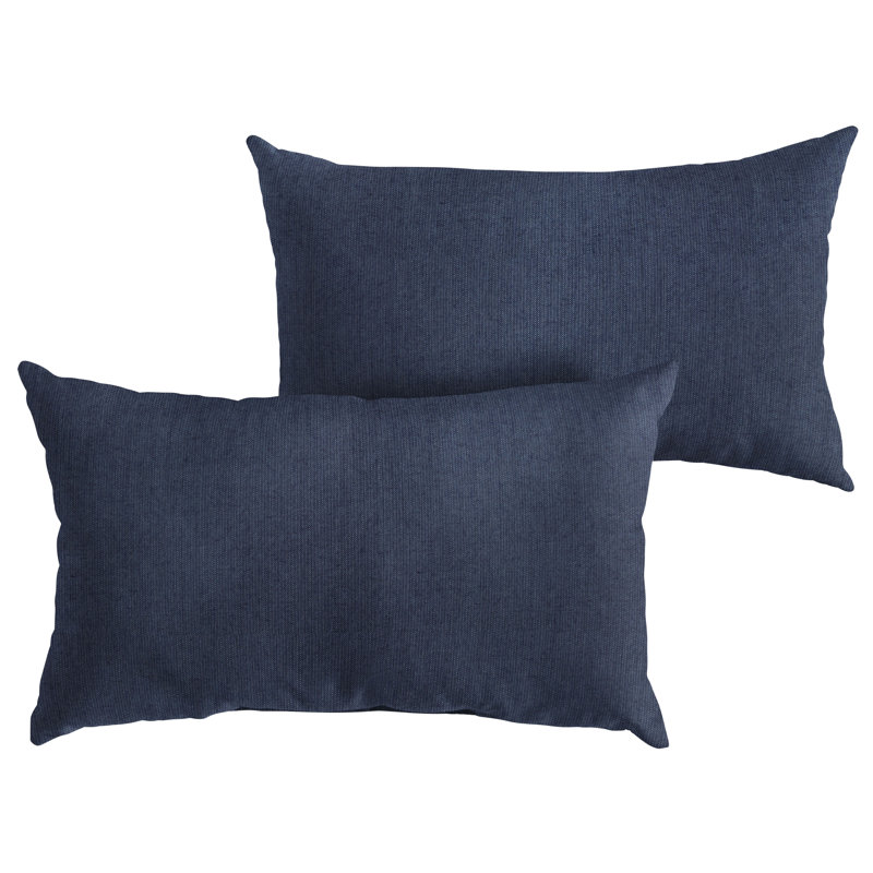 Outdoor Sunbrella Lumbar Pillow, Blue KE, 16"H x 26"W