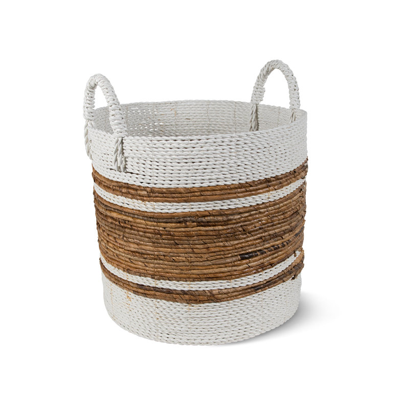 Ibolili Wicker Decorative Basket, White Trim