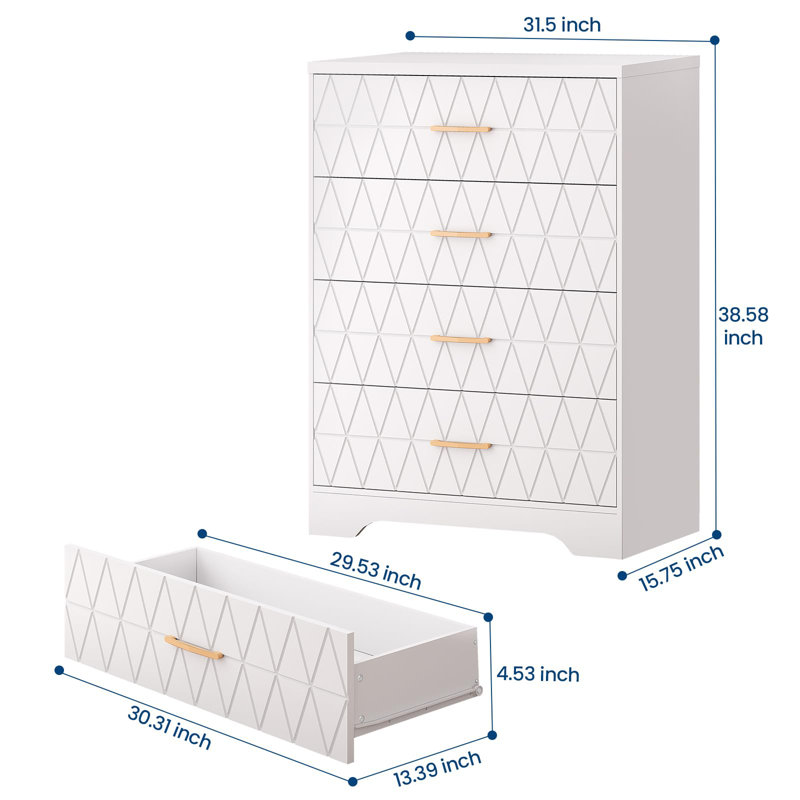 Commode 4 tiroirs Modern, Blanc