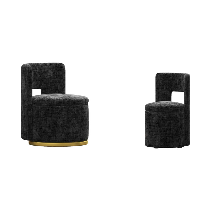 Chaise pivotante avec rangement, Chenille noir