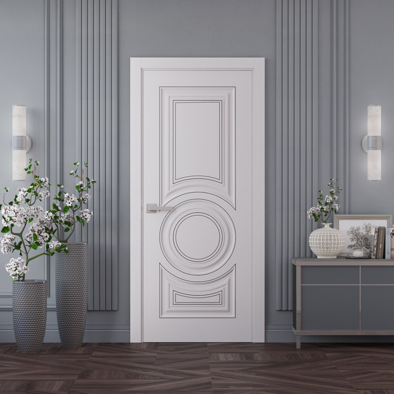 Porte intérieure | Émail impérial blanc 1855 | Poignée simple à panneau régulier | Portes de salle de bain et de chambre à coucher