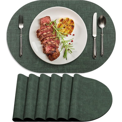 Ensemble de 6 napperons - Napperons lavables résistants à la chaleur - Napperons ovales en similicuir essuyables