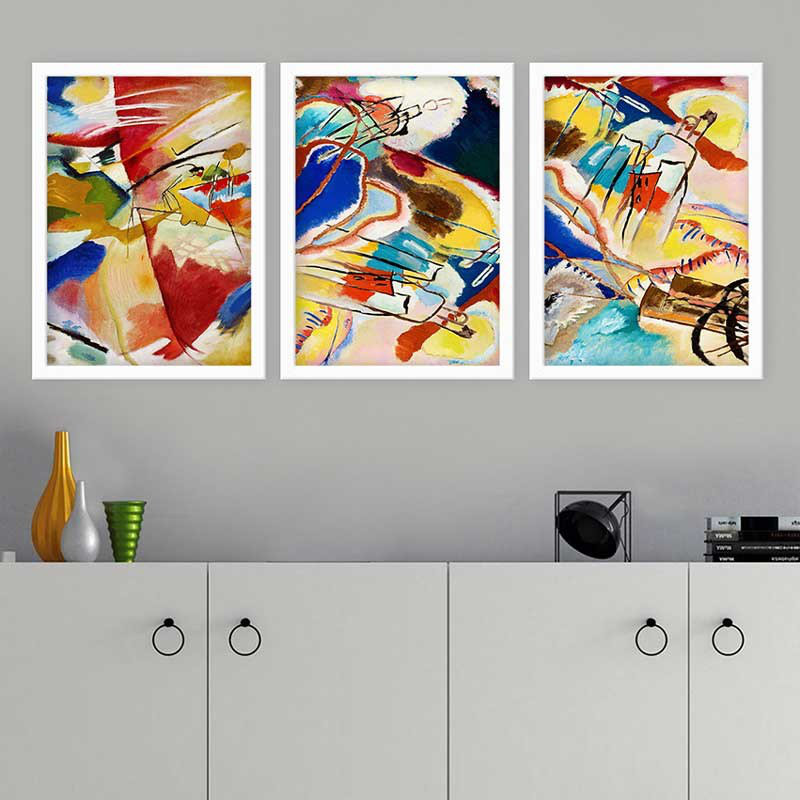 Stunning Decorative Framed Painting Set (3 Pieces), 21.7 x 29.5 Inches Each | 100% Wooden Frame with 0.8 Inch Polystyrene | UV Digital Printing | Perfect for Living Room, Office & Gallery Wall Decor