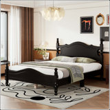 Full Size Retro Platform Bed with Wooden Slat Support