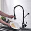 Robinet de cuisine noir, douchette rétractable, fabrication en laiton, poignée simple, robinet d'évier à contrôle de température sans robinet, noir, laiton, valve chaude et froide à trou