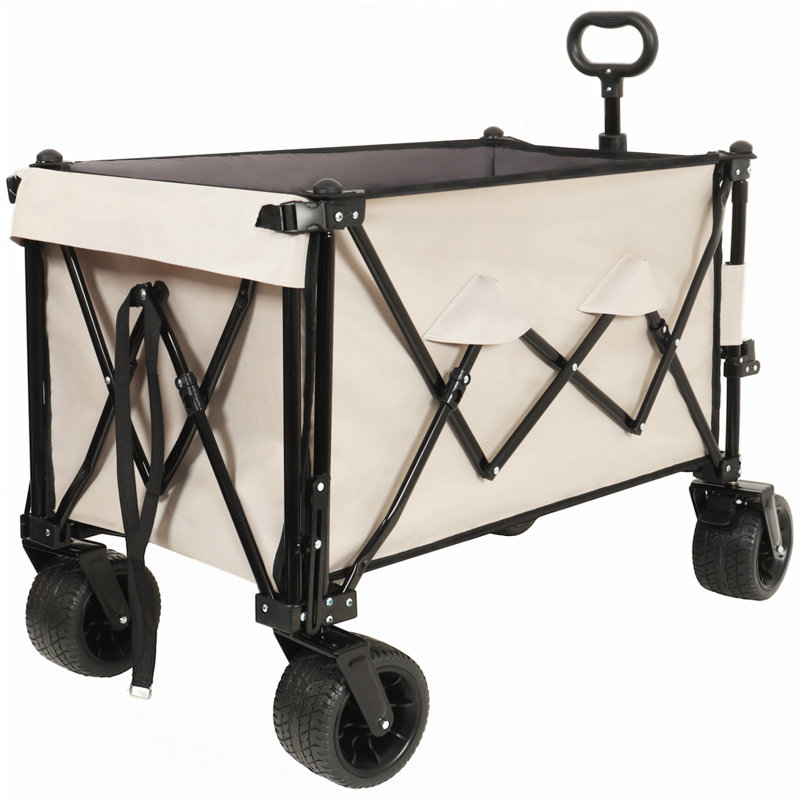 Wagon pliable avec hayon rallongé, Gris et kaki