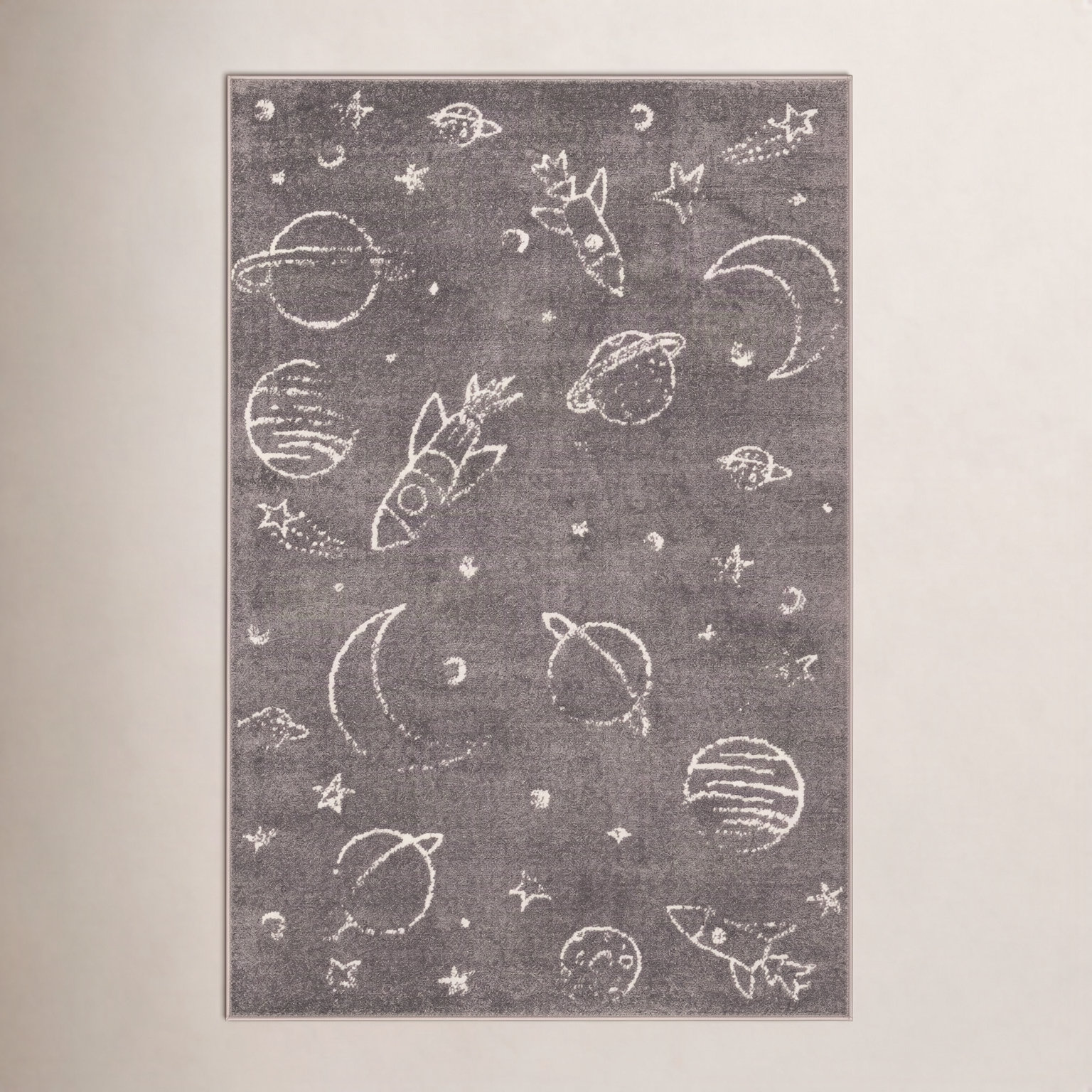 Kids Area Rug, Gray, Rectangle 5'3" x 8'