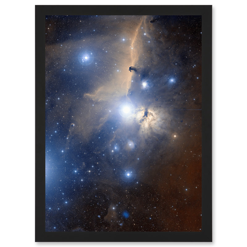Space Telescope Stars Orions Belt Flame Nebula Universe - Single Picture Frame Print