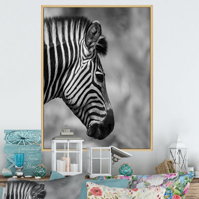 Tête de zèbre africain en noir et blanc - Impression sur toile