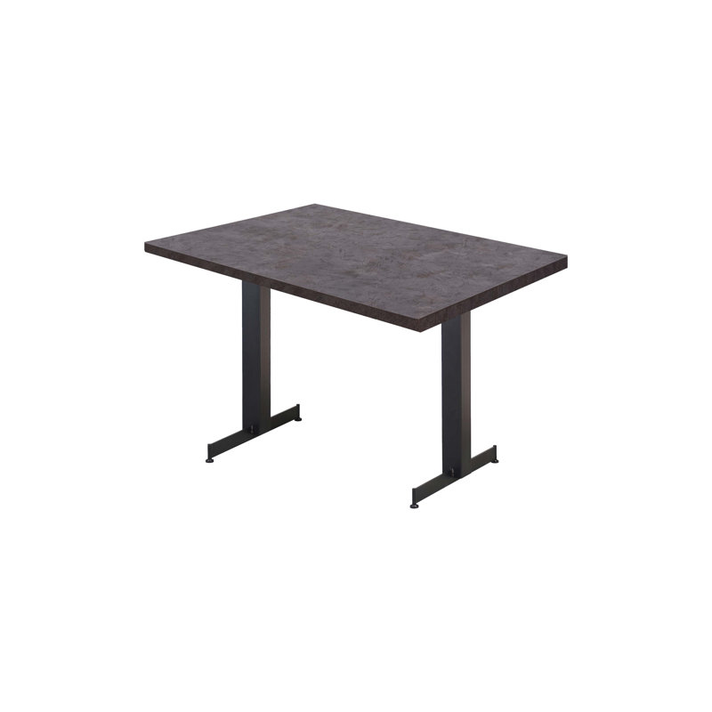 Rectangular with Steel Base Dining Table, Dark Gray