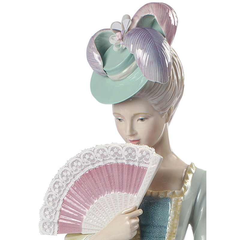 Statue femme en porcelaine bisous, Bleu