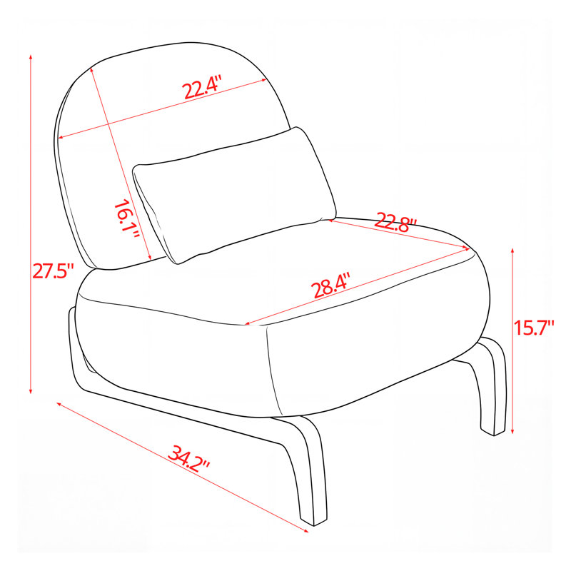 Mid-Century Modern Lounge Chair With Sled Base, Sand Beige Cotton