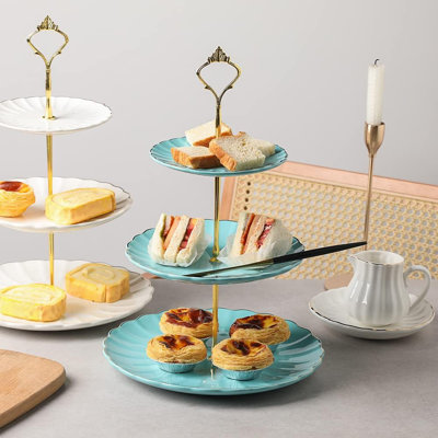 3 Tier Ceramic Cake Stand Wedding, Dessert Cupcake Stand -  Everly Quinn, 591852737D84437681C1C41759A0F7E8