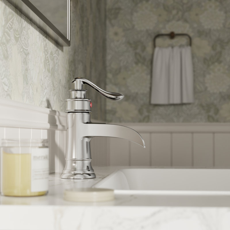 Single-Hole Single-handle Bathroom Faucet with Drain Assembly, Brushed Nickel