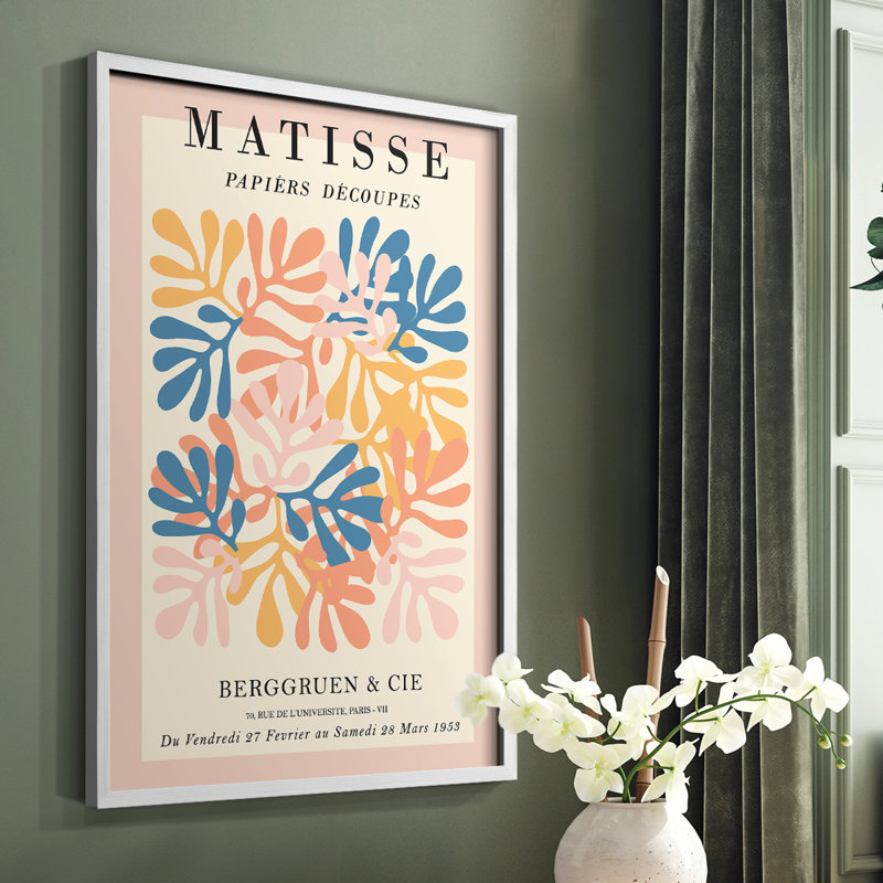 Matisse LXXXV Framed Print - Solid Wood, 28" H x 22" W, White