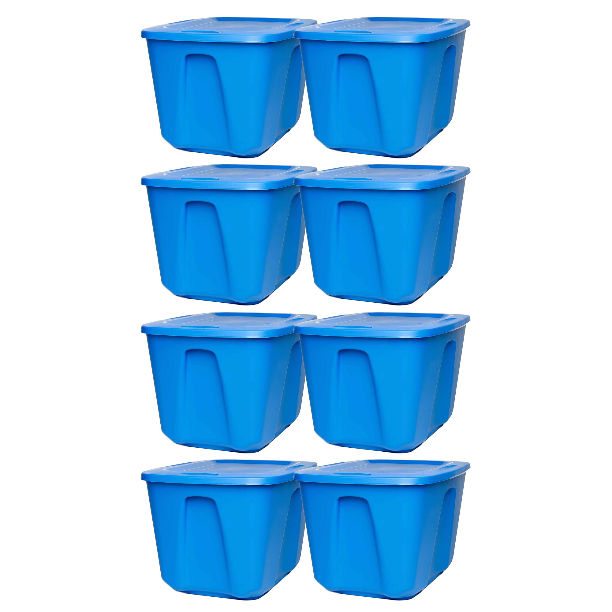 Homz 32 Gallon Standard Plastic Storage Container with Secure Lid, Blue, 2 Pack
