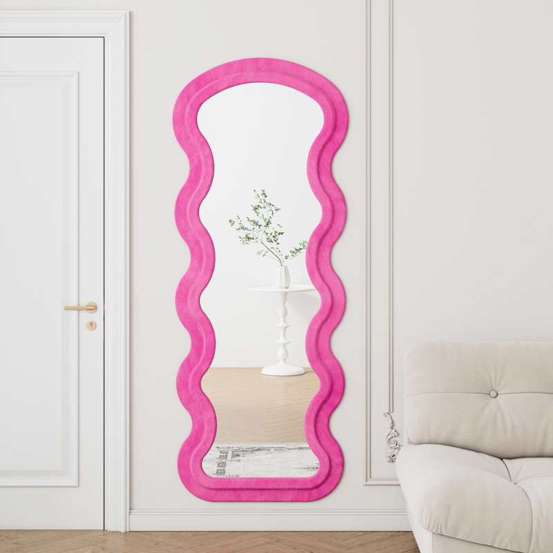 Rose - miroir de plancher en flanelle teinté pleine longueur Wave
