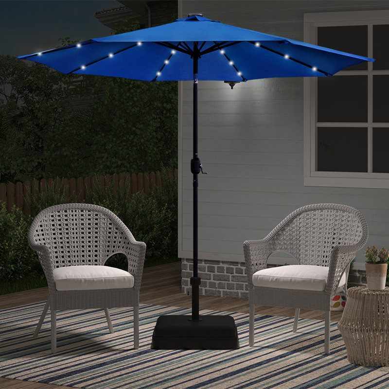 Parasol de marché éclairé 8 pi 9 po, Bleu