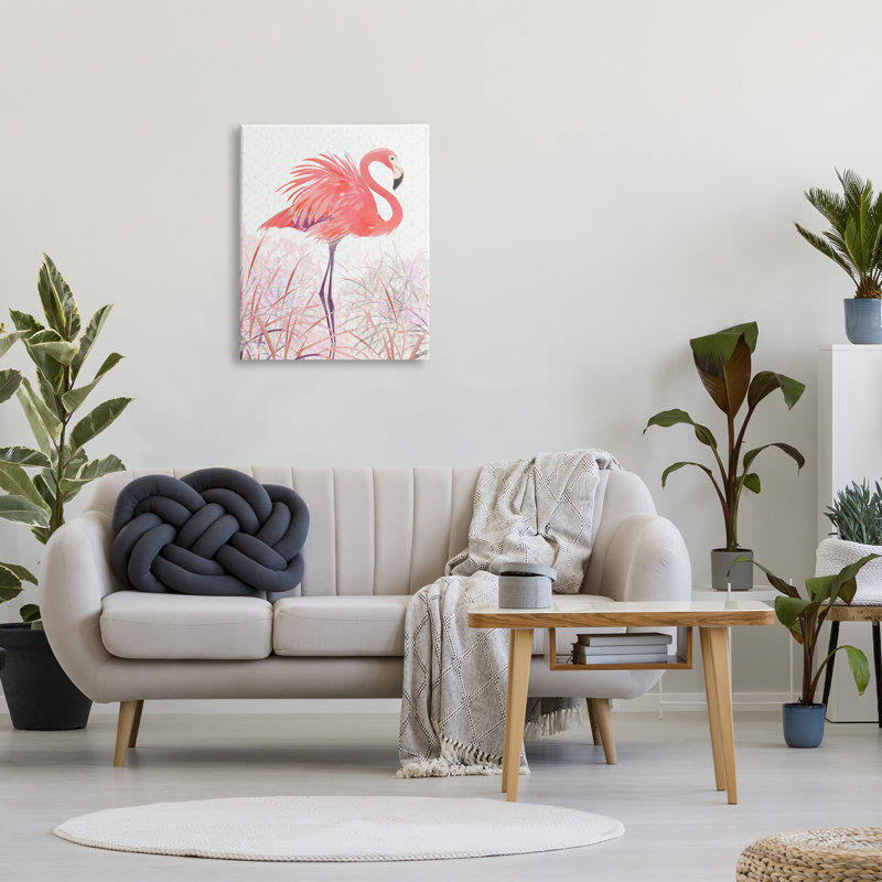 «Flamingo Bird Tropical Grases» par Pip Wilson, impression sur toile tendue, H 30 po x l 24 po x P 1,5 po