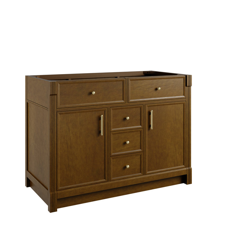 Bellshire 48" W Single Vanity w/FreePower Wireless Charger, Honey Oak, Eternal Jasmine Pearl Silestone