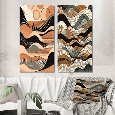 «Brown Black Line Art Elegance», 2 pièces