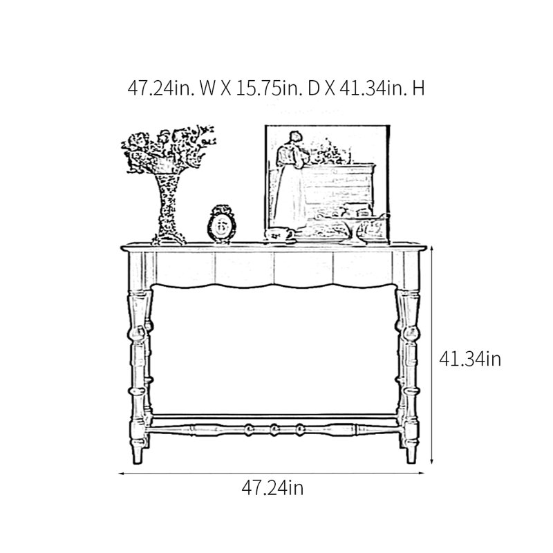 Retro Practical Console Table, 41.34" H x 47.24" W x 15.75" D