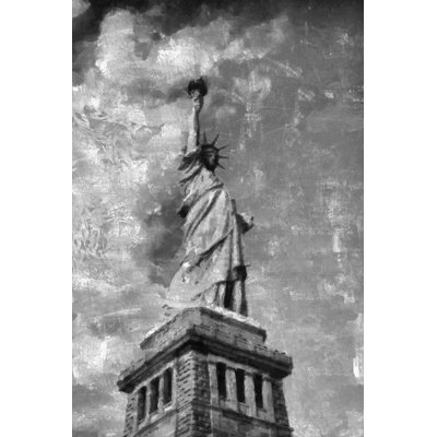 " Grayscale Statue Of Liberty Painting "