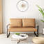 Causeuse en cuir Mid-Century en polyuréthane - Coussins amovibles, assemblage facile-2127929962