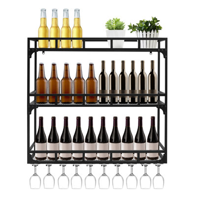 Wall Mounted Bottle Glass Holder by Prep & Savour