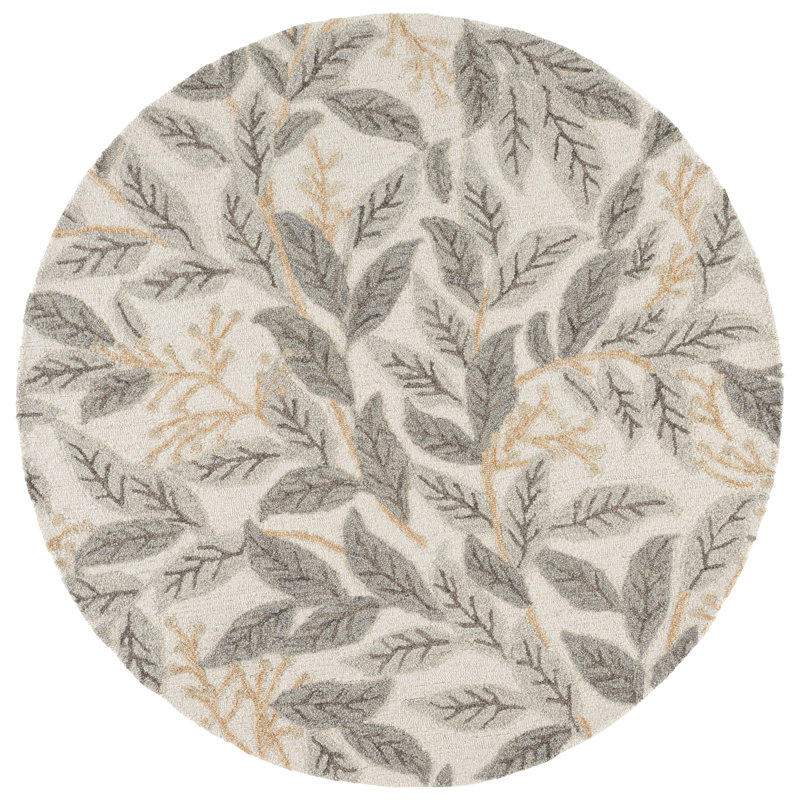 Tapis d'intérieur en laine touffeté à la main Jardin, Rond 6 pi 0 po x 6 pi 0 po