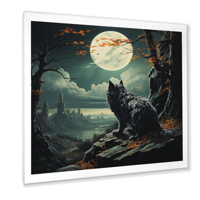 Loup hurlant à la lune II - art mural mode