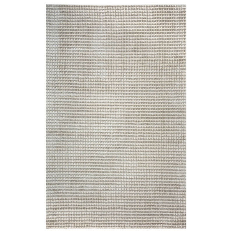 Tapis brun clair en laine fabriqué à la main Elam, Rectangle 5 pi x 8 pi