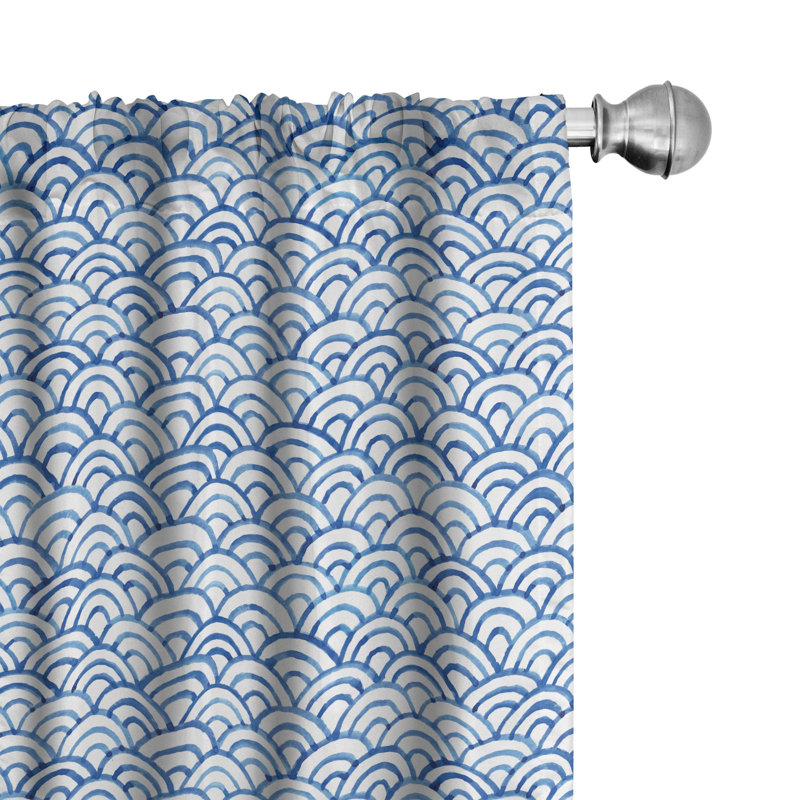 Fish Scale Geometric Semi-Sheer Rod Pocket Curtain Panels, 28" x 95"