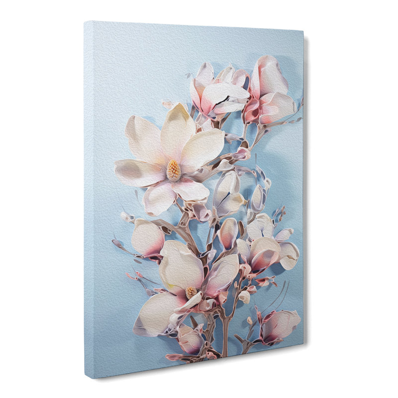 Magnolia Flower Expressionism No.3 - Wrapped Canvas Print, 60cm H x 40cm W x 3cm D