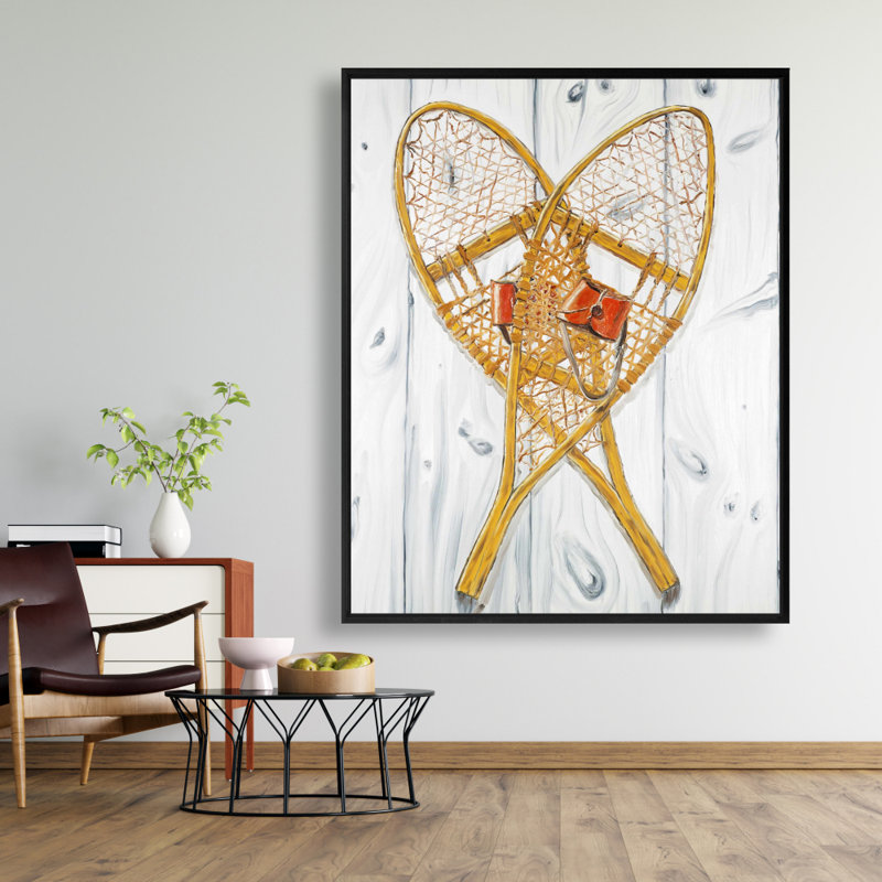 Vintage Wood Snowshoes Print On Canvas