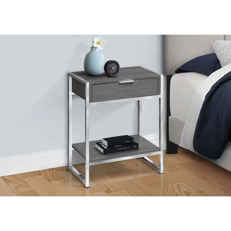Table d'appoint, métal chromé, contemporain, moderne, Gris foncé, Argent argent