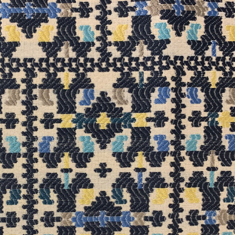 Coussin damassé Morocco, 12 po x 20 po, bleu