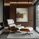 Swivel Top Grain Leather Chaise Lounge Chair Indoor And Ottoman Classic Accent Chair