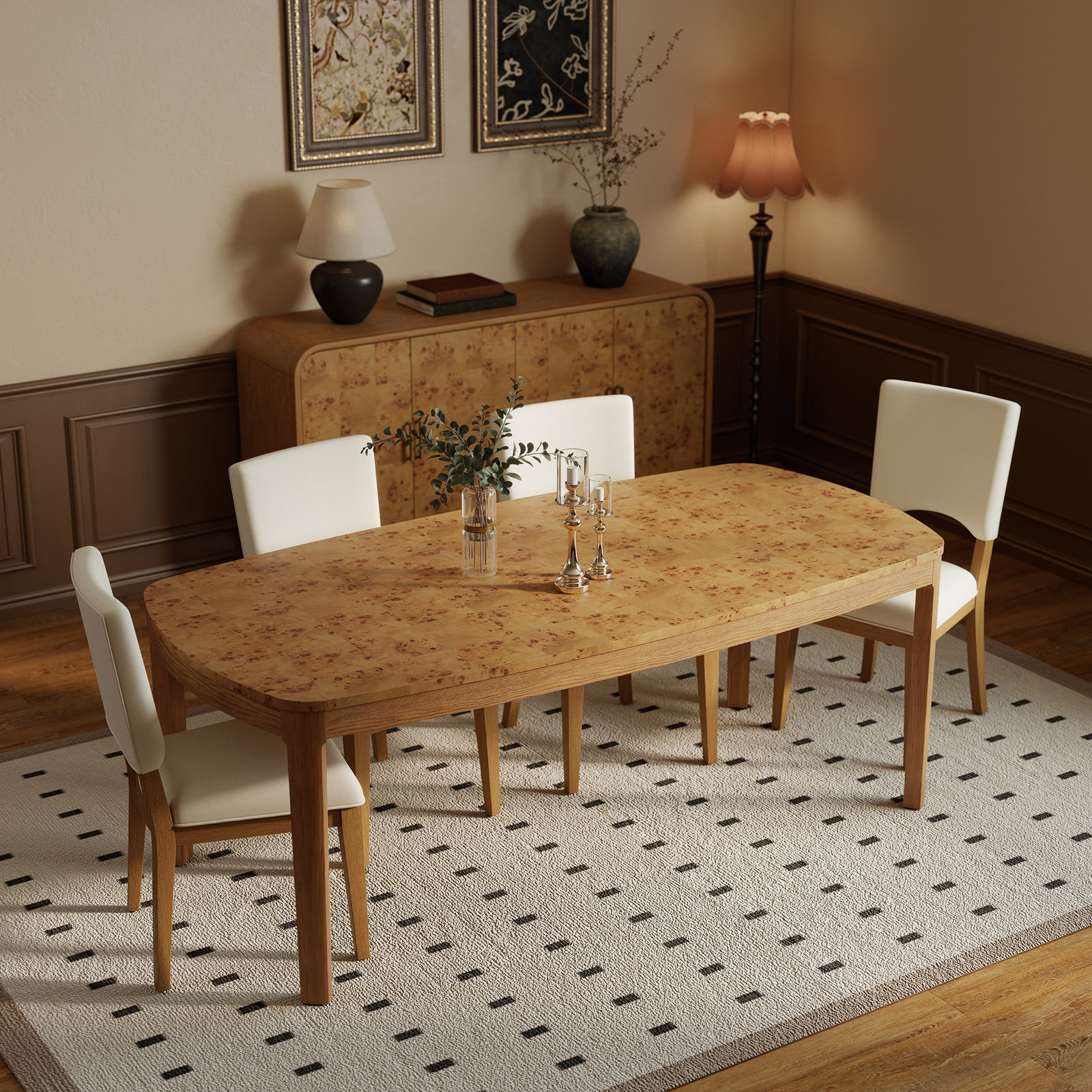 Adden Burl Wood 82" Dining Table