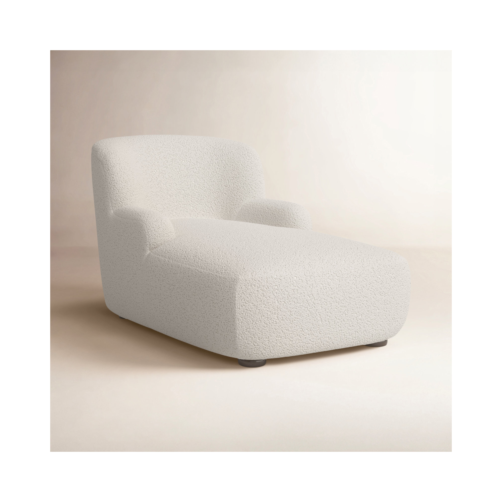 Alura 36" Chaise Lounge, Ecru Luxe Boucle