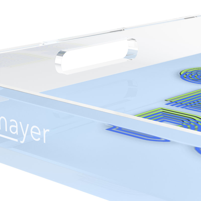 Abstract Decorative Tray, 2" H x 15" W x 15" D, Blue Scelery