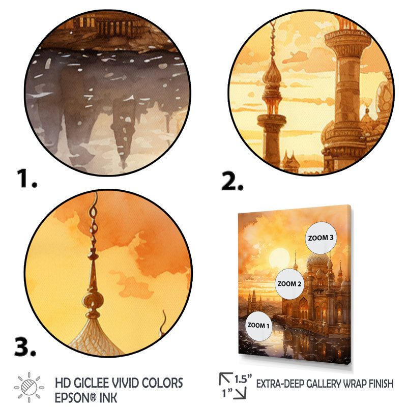 Impression d'art sur toile «Divine Illumination I» par l'islam, H 20 po x l 12 po x P 1 po, Cadre flottant noir
