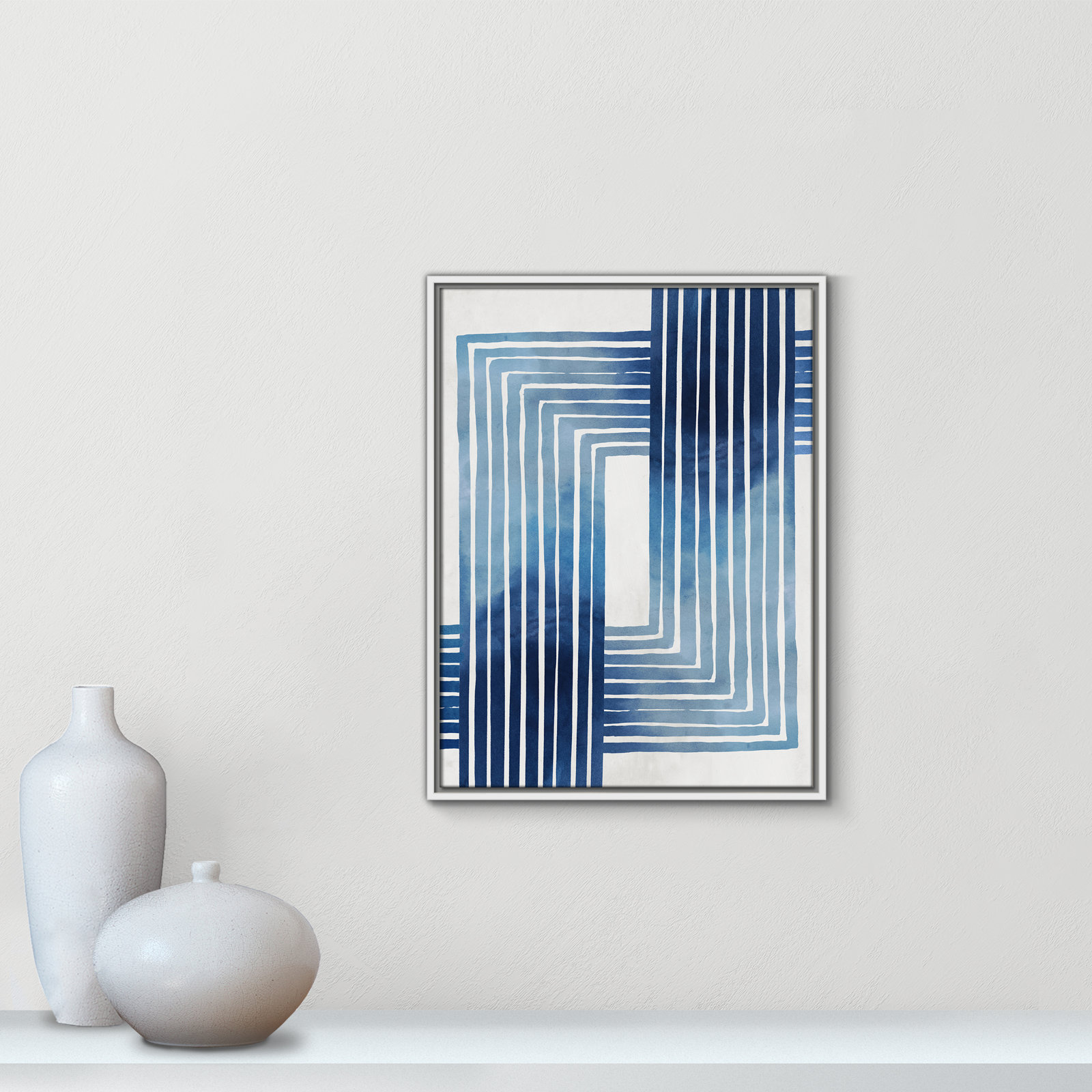 Lanny "In Unison" Painting by Eva Watts, 25.5" H x 19.5" W x 2" D, White Framed Canvas