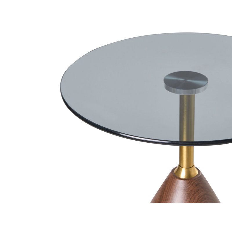 Pedestal End Table, Black Clear