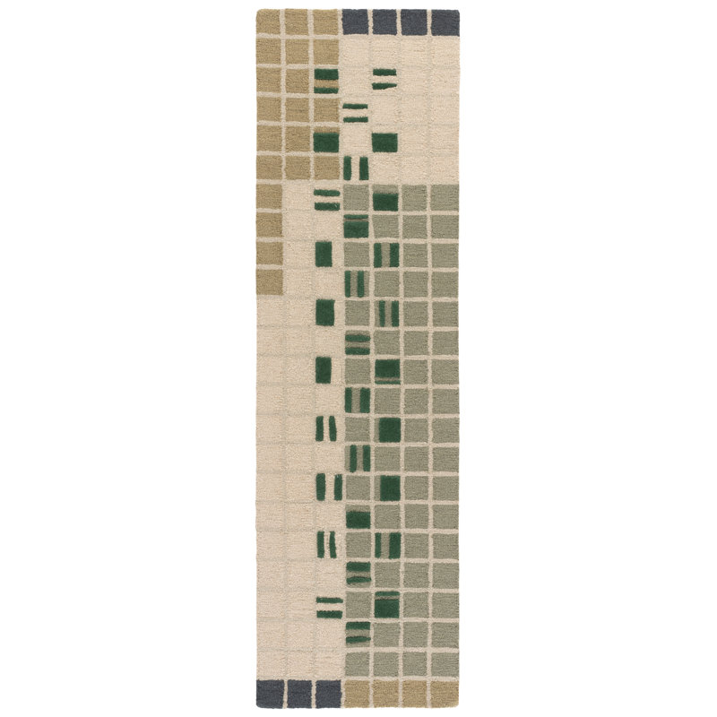 Genre 86% laine à carreaux touffetée à la main 85%; Tapis à motifs géométriques 15% coton, Rectangle 9 pi x 12 pi