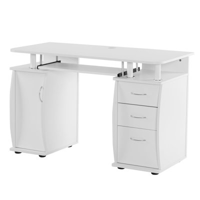 White Computer Desk With Drawers