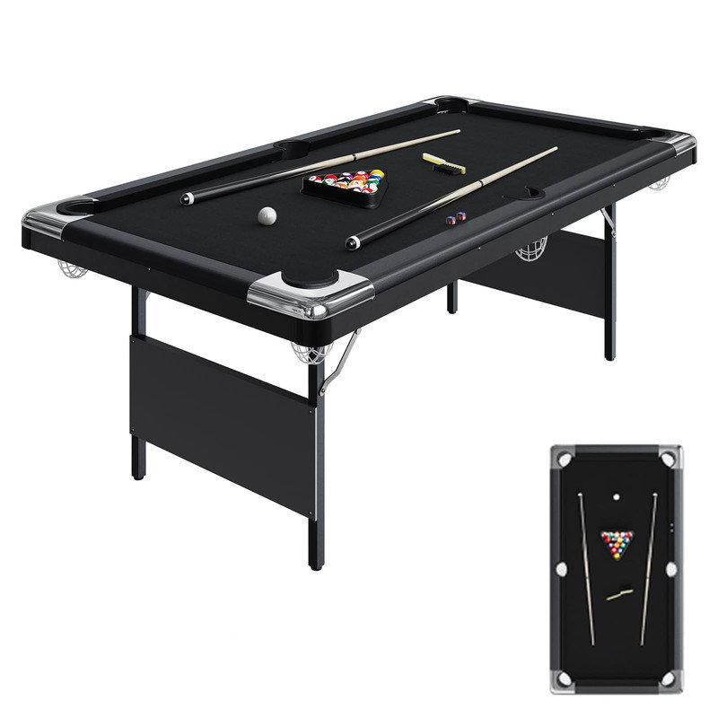 7 ft Folding Billiard Table for Adults, Portable Pool Table Set with Space-Saving Legs & Full Accessories for Rec Room