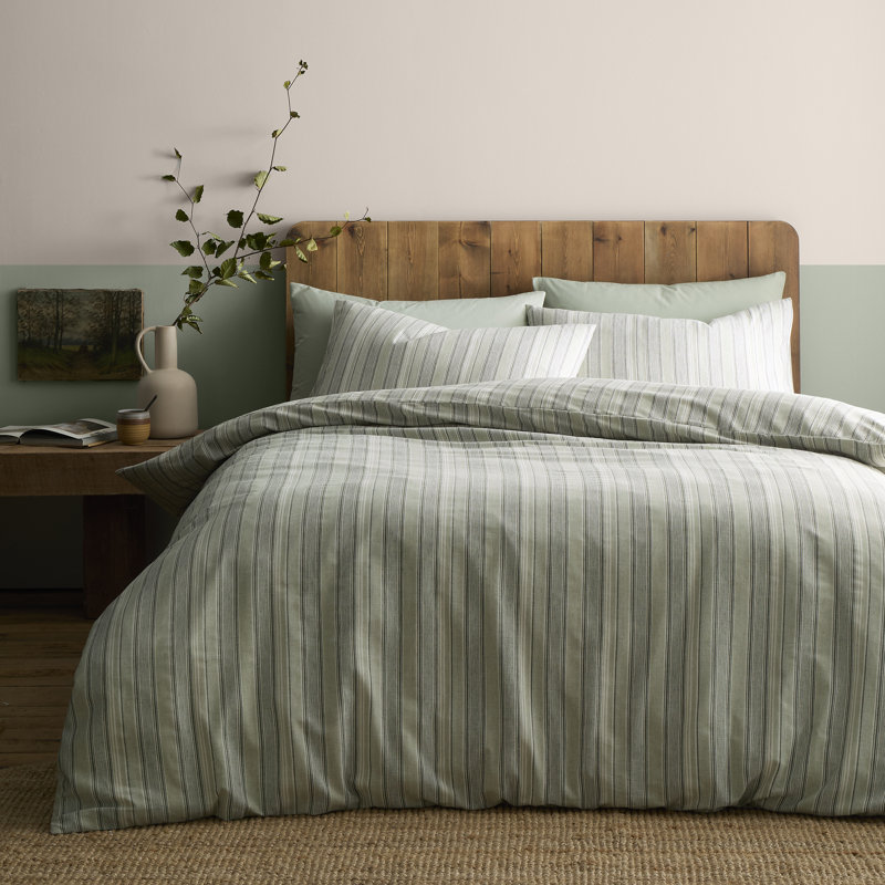 Yarn Dyed Woven Wide Stripe Cotton Striped Duvet Cover Set, Kingsize