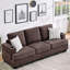 Canapé moderne en chenille 3 places pour le salon - Canapé à assise profonde avec porte-gobelets et rangement latéral - Style modulaire confortable pour appartement ou salon - Brun