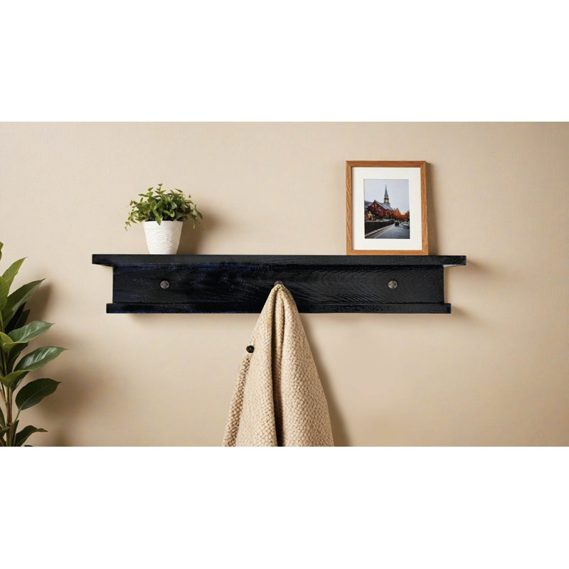 Rayne 3 Piece Oak Shelves With Hooks, 6.75" H x 36" W x 6" D